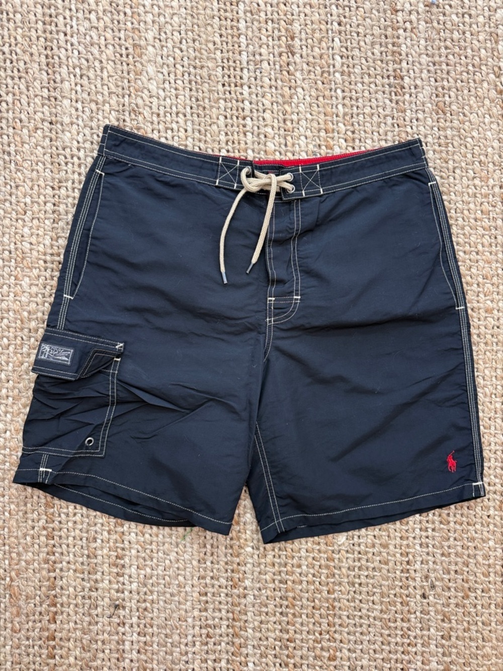 Vintage Polo Ralph Lauren Navy Blue 
Drawstring Board Shorts Swim Trunks